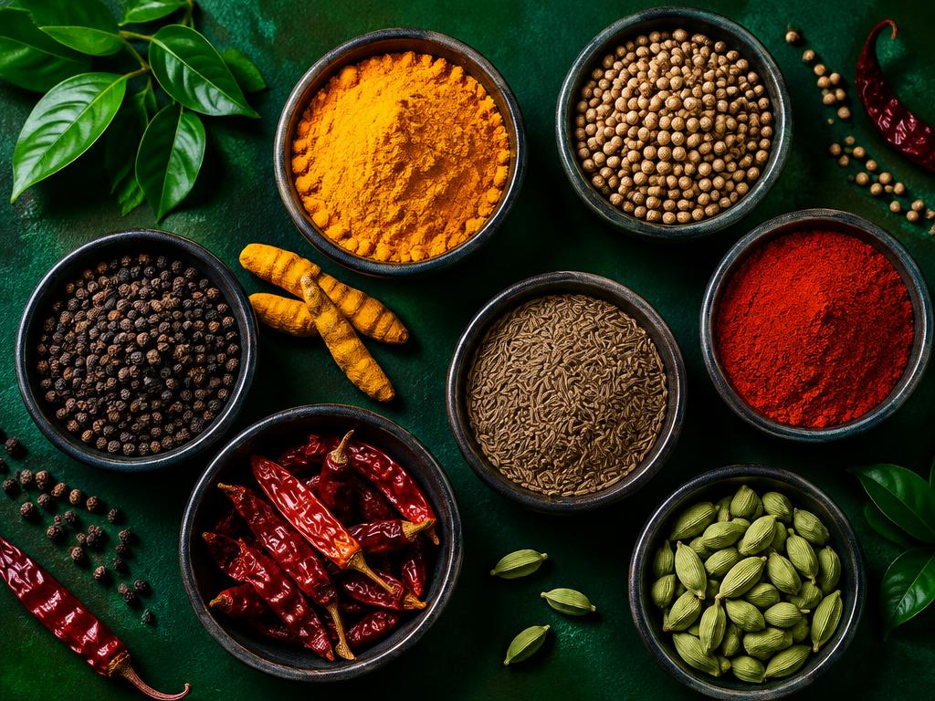 Colorful spices and seasonings